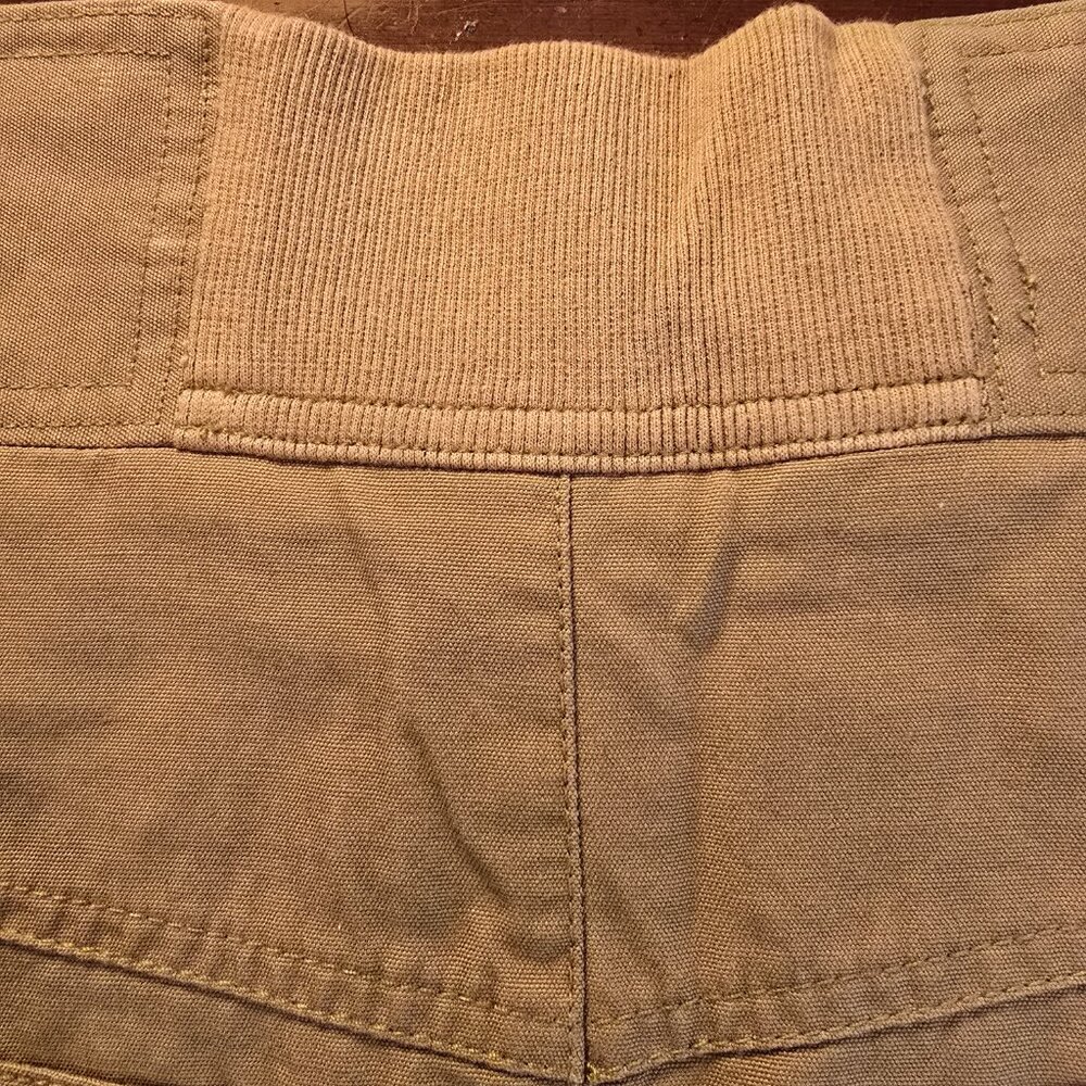 Skirt Mixed Blues Tan Denim Front Buckle Zip Pockets A-line Cotton size 9 1990s - Picture 6 of 11